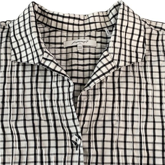 Foxcroft Germaine Crinkle Mini Check Button Up Tunic Shirt 3/4 Sleeve Textured - Picture 15 of 16